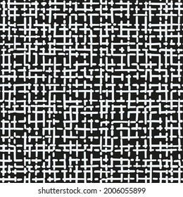 El patrón de repetición sin fisuras de la comprobación monocroma de la inclinación de la placa de la marea. El vector blanco grunge por toda la huella superficial sobre el fondo negro.