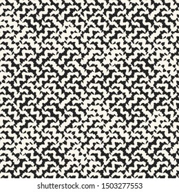 Monochrome Twisted Melange Stroke Textured Distressed Background. Seamless Pattern.