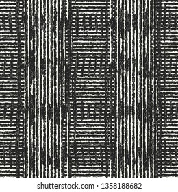 Monochrome Twisted Striped Brushed Effect Textured Background. Seamless Pattern.