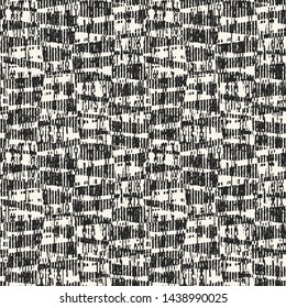Monochrome Twisted Stroke Complexity Textured Background. Seamless Pattern. 