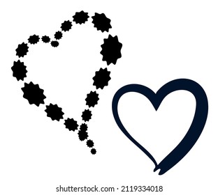 Monochrome two hearts for congratulations on Valentine's Day