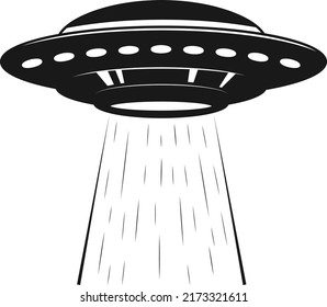 Monochrome UFO ship vector illustration