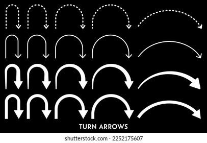 Monochrome U-turn arrow set(black background).
Easy-to-use vector data.