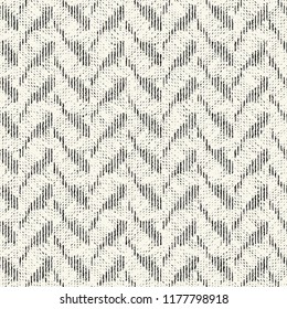 Monochrome Variegated Dashed Herringbone Graphic Motif. Seamless Pattern.