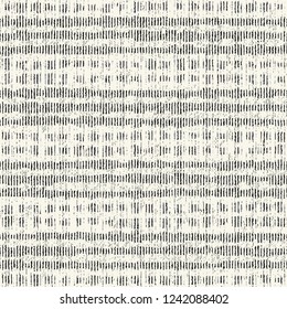 Monochrome Variegated Dashed Stroke Textured Distressed Background. Seamless Pattern.
