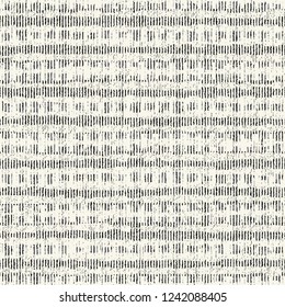 Monochrome Variegated Dashed Stroke Textured Distressed Background. Seamless Pattern.