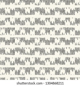 Monochrome Variegated Dashed Strokes. Seamless Pattern.