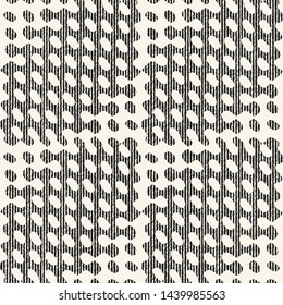 Monochrome Variegated Stroke Dotted Textured Checked Background. Seamless Pattern.