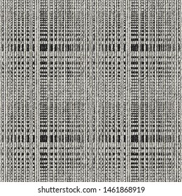 Monochrome Variegated Stroke Textured Checked Background. Seamless Pattern. 