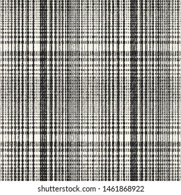 Monochrome Variegated Stroke Textured Checked Background. Seamless Pattern. 