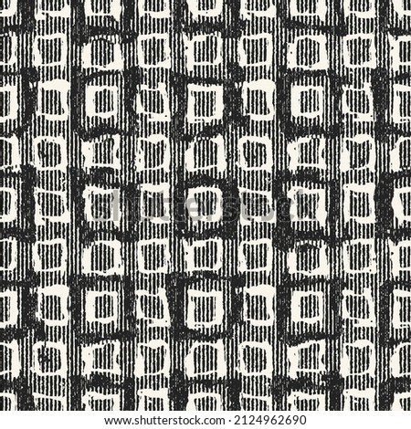 Monochrome Variegated Stroke Textured Checked Pattern