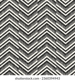 Monochrome Variegated Stroke Textured Chevron Pattern