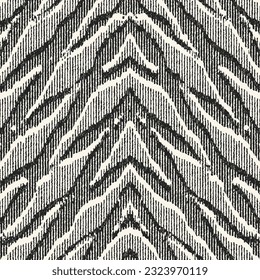 Monochrome Variegated Textured Ornate Chevron Pattern