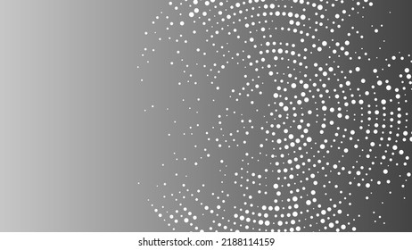 Monochrome vector abstract background of circular point. Pattern particles. Random maze, puzzle. Chaotic ornament. Circular pattern of dots. Design of banner, poster website, frames social networks.