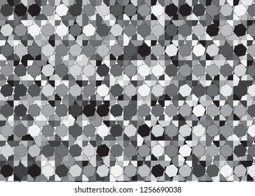 Monochrome vector abstract mosaic pattern. A completely new color illustration in a puzzle style. A new original texture for your design. Polygonal background. Hex tile asymmetrical pattern