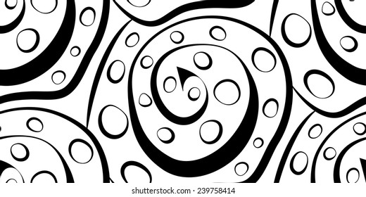 Monochrome vector abstraction of spirals and circles. modern art