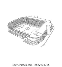 Monochrome Vector Art of Sports Venue – Design Concept - Stadium Architectural Design