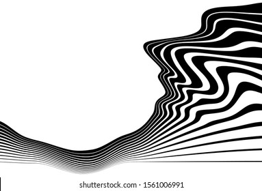 
Monochrome vector background with beautiful black and white waves from lines. For covers, business cards, banners, wall decor, posters, sites, posts on social networks, videos. Vector illustration