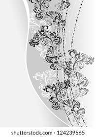 Monochrome vector background with floral abstract elements