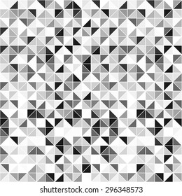 Monochrome vector background - seamless mosaic pattern with triangle.