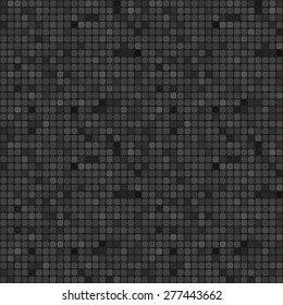 Monochrome vector background. Small mosaic seamless pattern. Rounded squares.