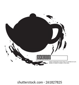 Monochrome vector background with a teapot