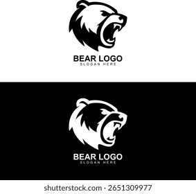 Monochrome Vector Bear Head Logo Design