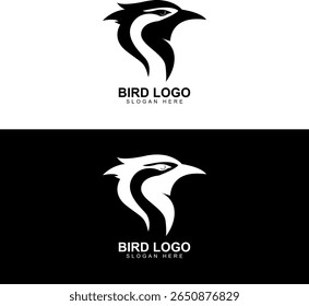 Monochrome Vector Bird Head Logo Design