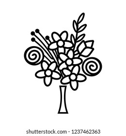 Monochrome vector bouquet in a vase