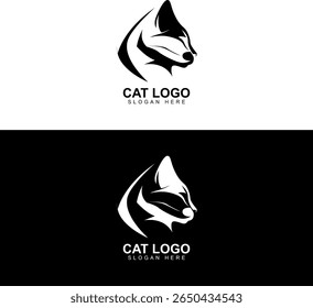 Monochrome Vector Cat Head Logo Design