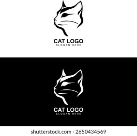 Monochrome Vector Cat Head Logo Design