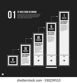 Monochrome vector chart template in strict style. Useful for presentations and web design.