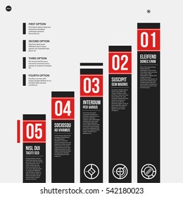 Monochrome vector chart template in strict style. Useful for presentations and web design.