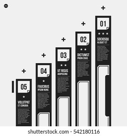 Monochrome vector chart template in strict style. Useful for presentations and web design.