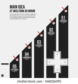 Monochrome vector chart template in strict style. Useful for presentations and web design.