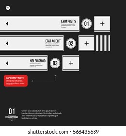 Monochrome vector chart template in strict style. Useful for presentations and web design.
