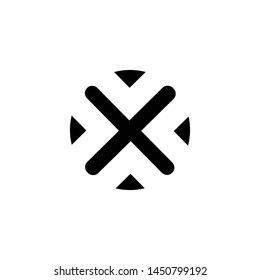 monochrome vector circle cross logo design