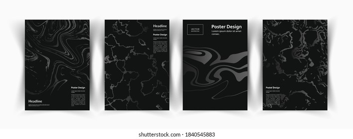 Monochrome vector covers set. Modern posters collection. Black and white. 