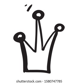 Monochrome vector cute princess crown print hand drawn.