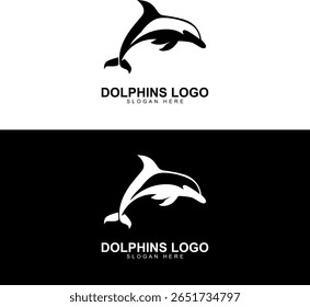 Schwarzweiß Vektor Delfin Logo Design