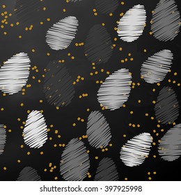 Monochrome vector drawing of Easter eggs.