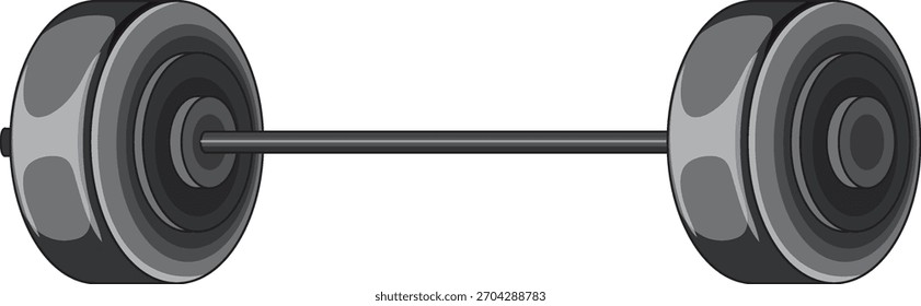 Mancuerna de Vector monocromo, líneas limpias, sombreado metálico, aislado en blanco, perspectiva plana