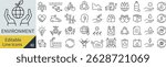Monochrome Vector Environmental Line Icon Set

