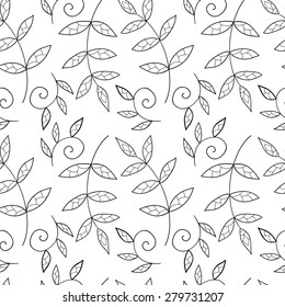 Monochrome vector flower seamless pattern.