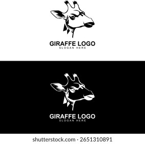 Monochrome Vector Giraffe Head Logo Design