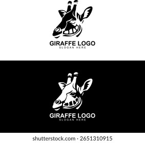Monochrome Vector Giraffe Head Logo Design