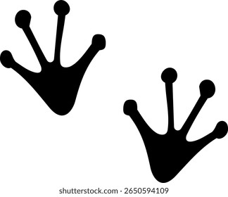 Monochrome vector graphic of a frog's foot prints