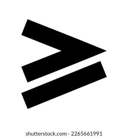 Monochrome vector graphic of a greater than or equals sign. This could be used in the teaching of maths at primary or secondary level