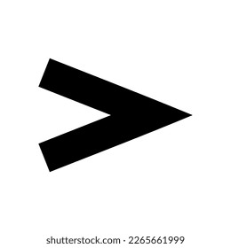 Monochrome vector graphic of a greater than sign. This could be used in the teaching of maths at primary or secondary level