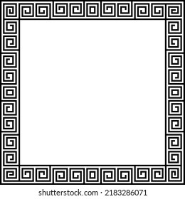 Monochrome vector graphic 
 of a Grecian style frieze picture frame.